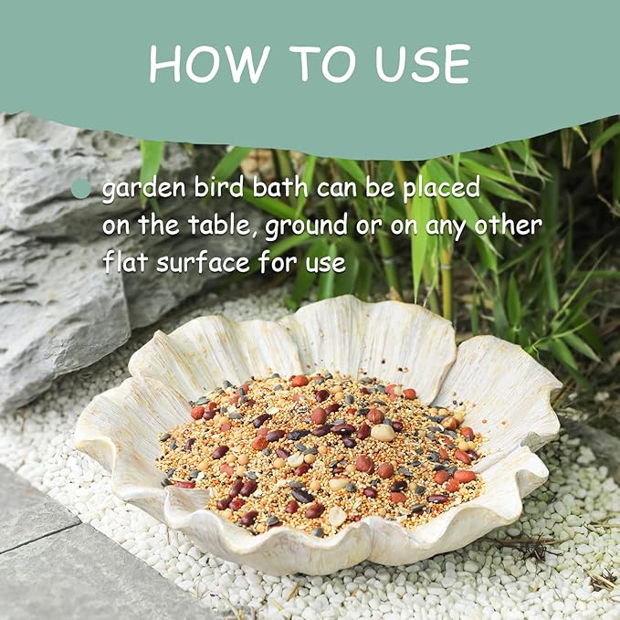 MUMTOP Bird Baths for Outdoors, Antique Outdoor Garden Bird Bath Resin Flower Birdbath Bowl for Outside Yard Table Decor