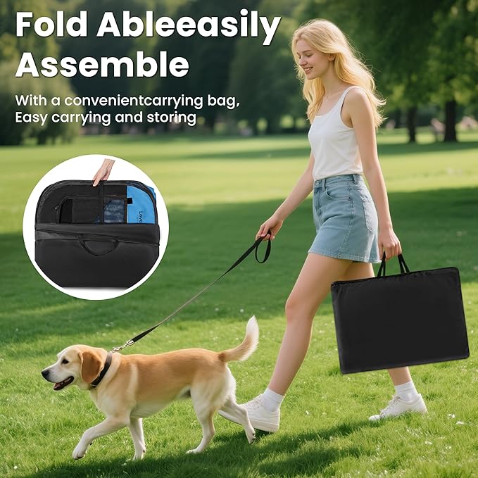 Love's cabin Pet Puppy Dog Playpen, Large Dog Tent Crates Cage Indoor/Outdoor, Portable Playpen for Cat, Foldable Pop Up Dog Kennel Playpen with Carring Case, Removable Zipper Top, Blue