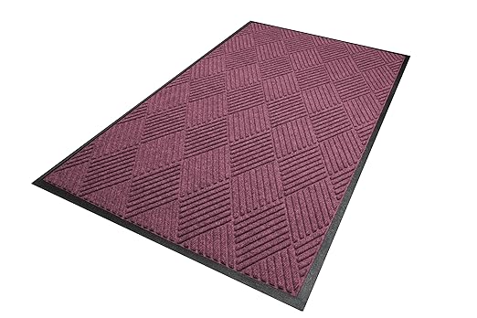 WaterHog Diamond | Commercial-Grade Entrance Mat with Rubber Border – Indoor/Outdoor, Quick Drying, Stain Resistant Door Mat (Bordeaux, 4' x 12')