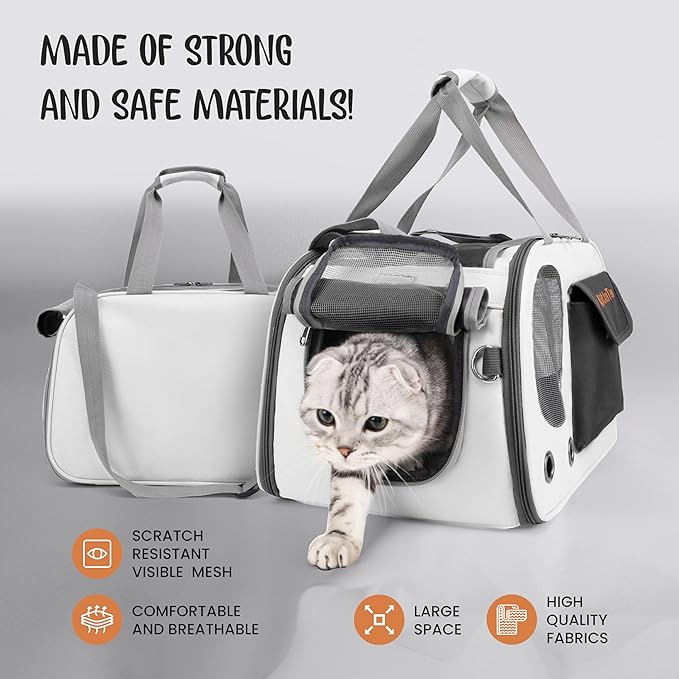 Pet Carrier, Puppy Small Dog Carrier, Cat Carrier Bag, Waterproof Premium PU Leather Carrying Handbag for Outdoor Travel Walking Hiking Shopping (Black)