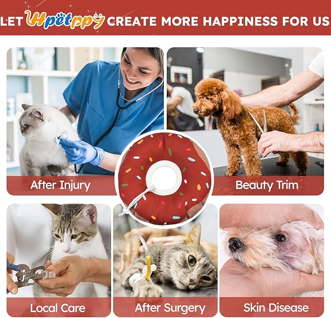 Cat Cone Collar Soft, Waterproof Cat Recovery Collars Spay Cones to Stop Licking Cute Donut E Collar After Surgery Anti-Lick Wound Healing Safety Elizabethan Collar for Kittens (Donut Brown, Small)