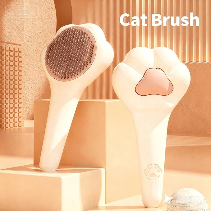 Cat Brush for Shedding, Self-Cleaning Slicker Brush for Indoor Cats, Gently Remove Loose Fur, Pet Grooming Massage Deshedding Tool, Suits Long & Short Haried Cats and Dogs