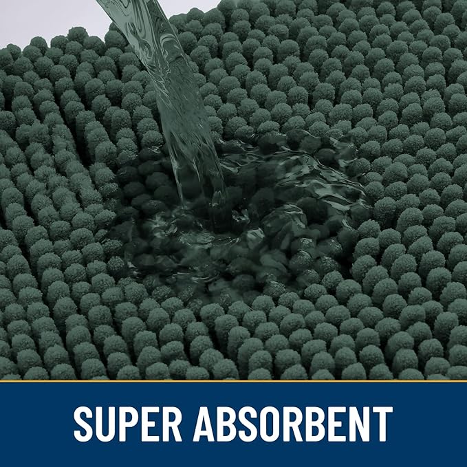 Smiry Dog Door Mat for Muddy Paws 47x32, Absorbs Moisture and Dirt Doormat, Non-Slip Washable Quick Dry Chenille Front Door Mat Indoor Entrance, Entryway Carpet for Inside Floor, Green