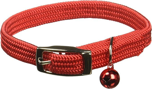 Kool Kat Elastic Cat Safety Collar with Bell, Red, 10"