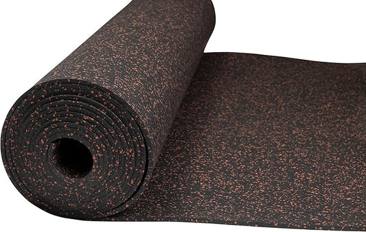 Playsafer Genaflex Rubber Gym Floor Mat, Heavy Duty Commercial Protective Gym Flooring Roll - 8mm Thick (10% Red, 4' X 15')