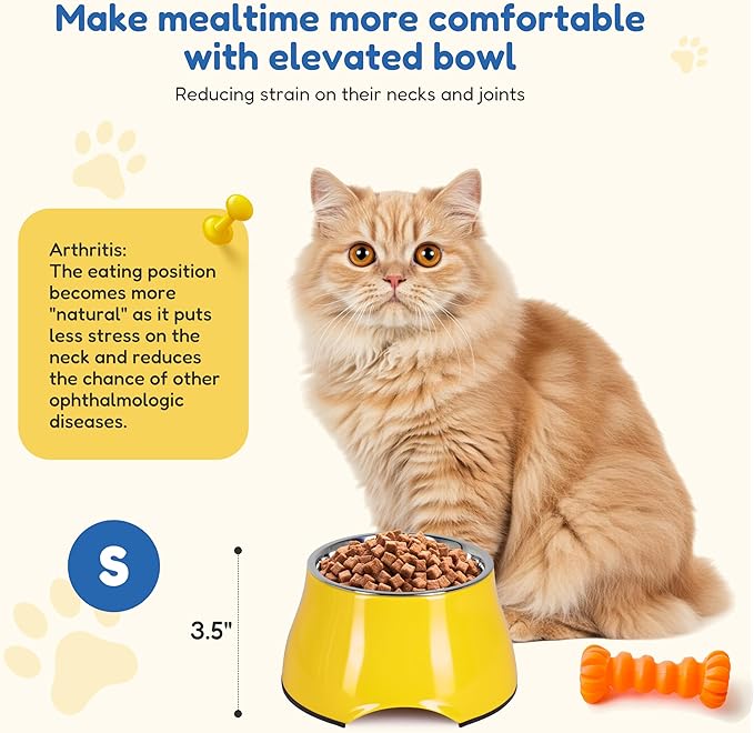 Raised Dog Bowls, Elevated Dog Bowls for Wearing Cone,Cocker Spaniel Long Ears,Neck Stress-Free,Non-Slip Stianless Steel Bowl for Small Size Dogs