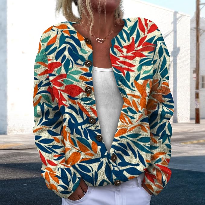 Women Sweaters Cardigan Fashion Long Sleeve Crewneck Sweaters Button Chunky Outerwear Fall Winter Casual Wear