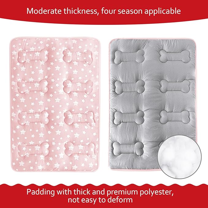 Dog Crate Mat (36" X 23"), Soft Dog Bed Mat with Cute Prints, Personalized Crate Pad, Anti-Slip Bottom, Machine Washable Kennel Pad