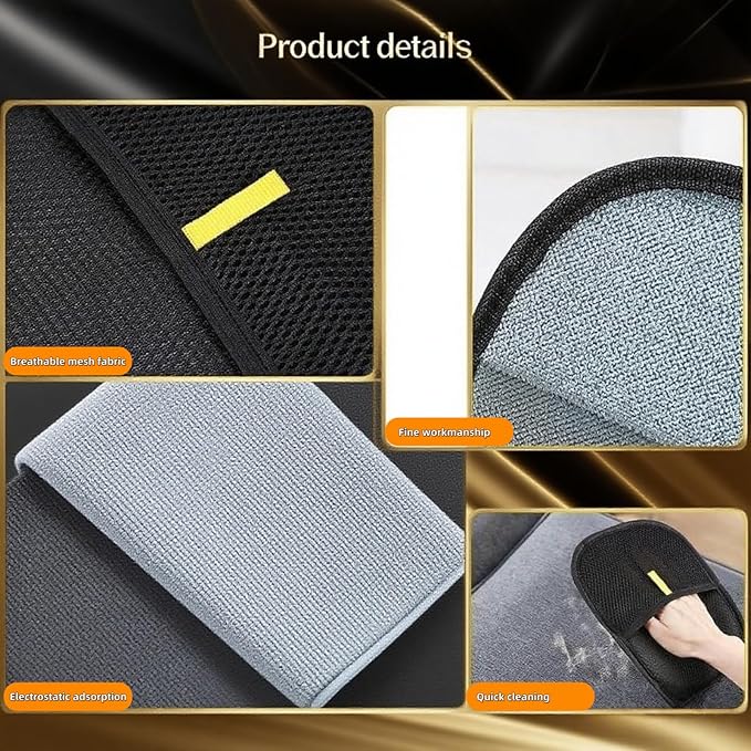 2Pcs Pet Hair Removal Gloves for Dogs and Cats, 2025 Upgraded Electrostatic Magic Hair Remover Glove,Reusable for Couch, Car Seat, Clothing, Carpet, Furniture & Bed Sheets(Black)