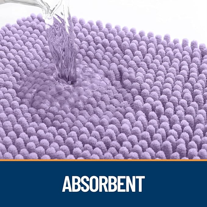 OLANLY Dog Door Mat for Muddy Paws 36x24, Absorbs Moisture and Dirt, Absorbent Non-Slip Washable Doormat, Quick Dry Chenille Mud Mat for Dogs, Entry Indoor Entryway Carpet for Inside Floor, Lavender