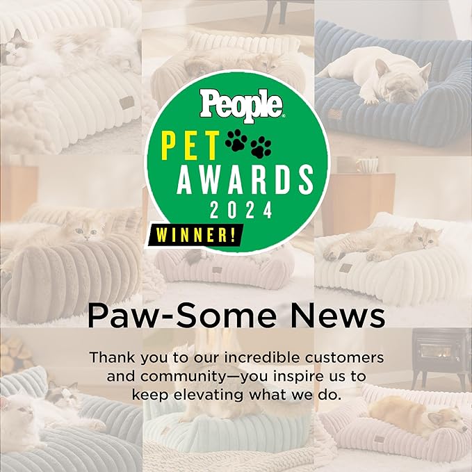 Bedsure Cute Couch for Pets - Fluffy Pet Sofa with Premium Soft Corduroy Fleece, Fuzzy Cat Beds for Indoor Cat with Removable Washable Cover, Supportive Pet Chair, 24inch, Cream