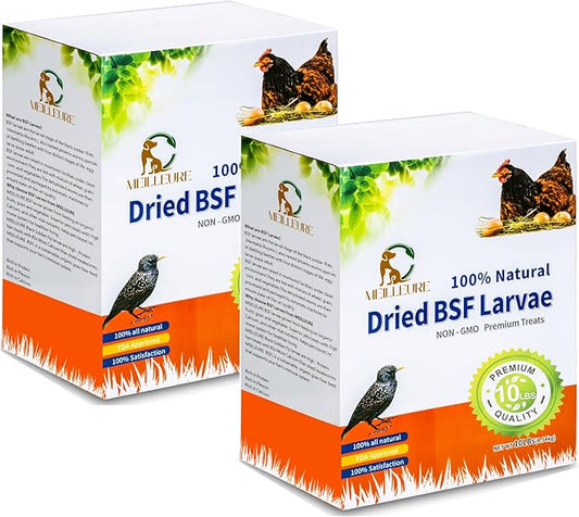 BSF Larvae 85X Calcium Than Dried Meal Worms 20LB(10lbx2) for Chicken Feed - Bulk Black Soldier Fly Larvae Poultry Treats - BSF Grubs Non-GMO Food High Protein Meal Worms for Hens,Wild Bird