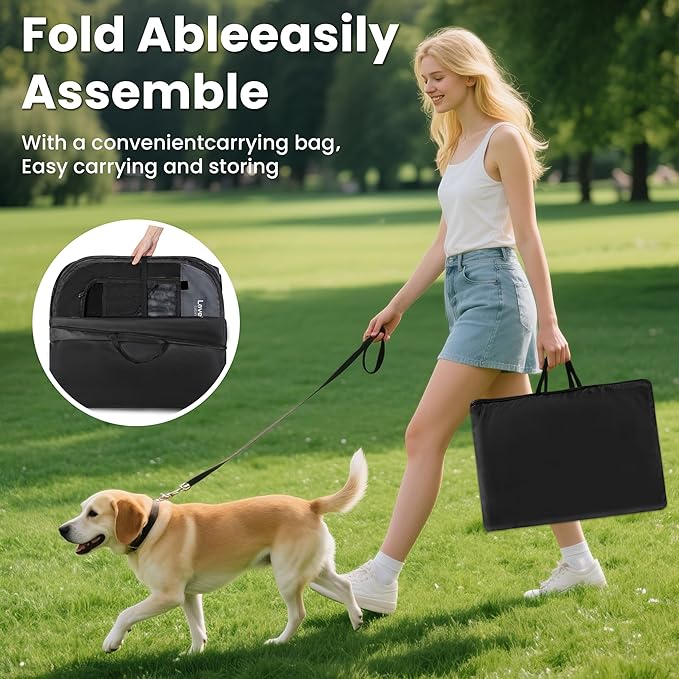 Love's cabin Pet Puppy Dog Playpen, Large Dog Tent Crates Cage Indoor/Outdoor, Portable Playpen for Cat, Foldable Pop Up Dog Kennel Playpen with Carring Case, Removable Zipper Top, Dark Grey