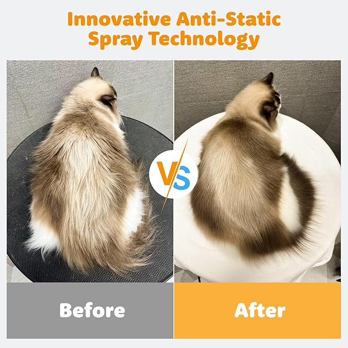 FURGO 3-in-1 Pet Steam Brush for Dogs & Cats – Reduces Static, Replaceable Heads, One-Touch Hair Ejection, Dog Spray Brush for Shedding Control(Long&Short)