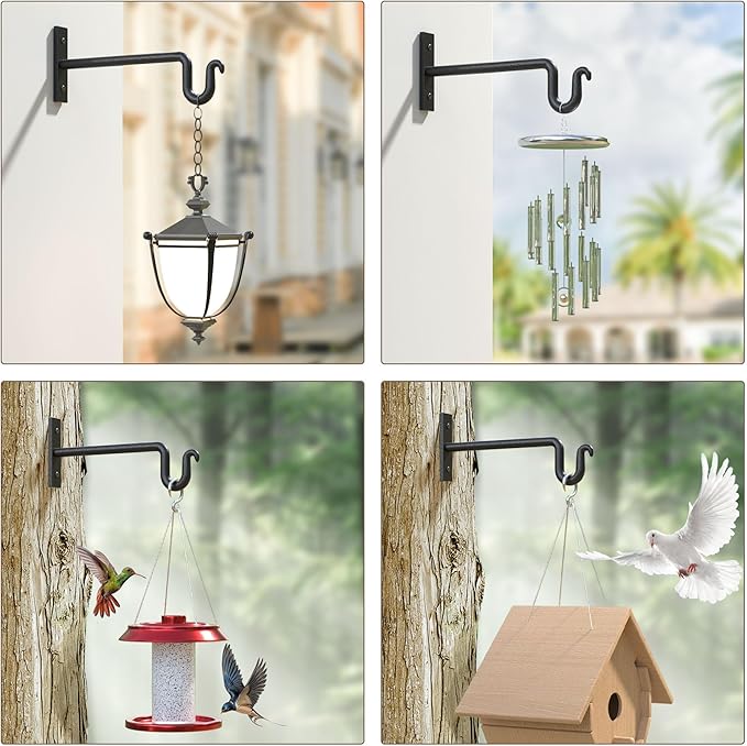 10 inch Plant Hook Plant Hanger - 2 Pack Plant Bracket Metal Plant Wall Hooks for Hanging Flower Basket, Lanterns, Bird Feeder, Wind Chimes Indoor & Outdoor.