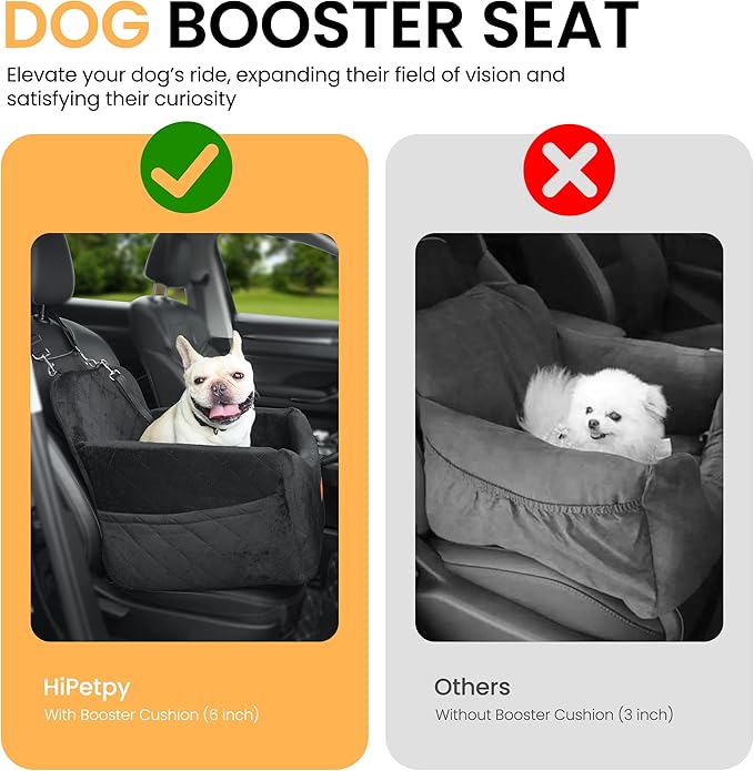 Dog Car Seat for Small Dog with Washable Mat, Memory Foam Booster Seat for Dogs Under 30lb, Elevated Pet Seat with Pockets, Anti-Slip Bed for Car, Perfect for Front & Back Seats with Safety Leash