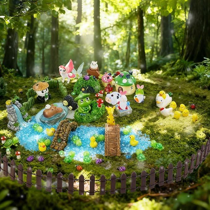 82 Pcs Fairy Garden Accessories Kit - Miniature Figurines, Resin Mushrooms, Elves, Animals, Bridges & Decor for DIY Terrarium, Dollhouse, Succulent Pots, Indoor/Outdoor Craft