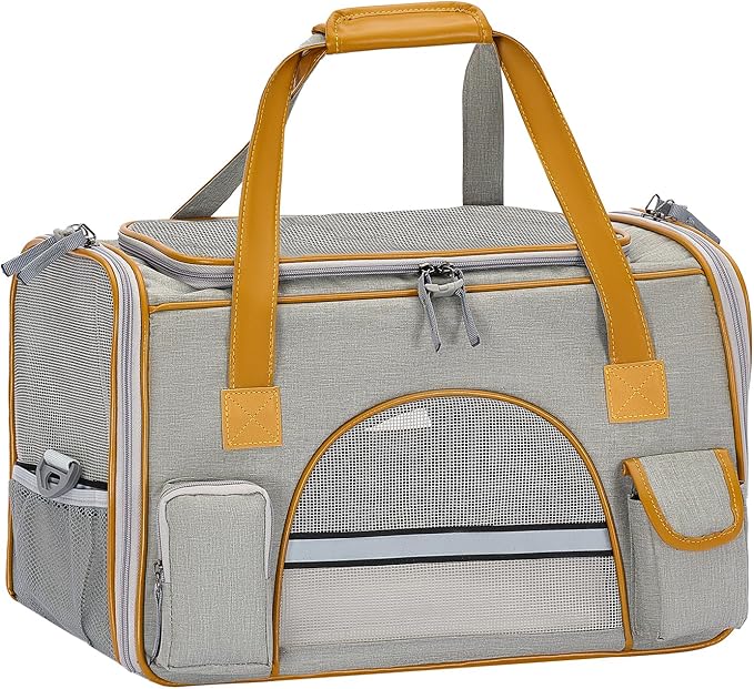 18x11x11 Inches Cat Carrier– Fits Pets Up to 16 lbs, Anti-Collapse Design, Multiple Storage Pockets, Cat Carrier Soft Ideal for Medium Cats, Puppy, Rabbits and Other Small Animals