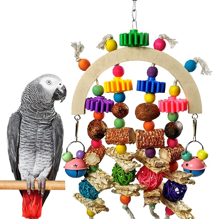 Bird Toys - Natural Corncob Wooden Mango Solid Chew Toys for Small & Medium Parrots, African Greys, Cockatiels, Lovebirds