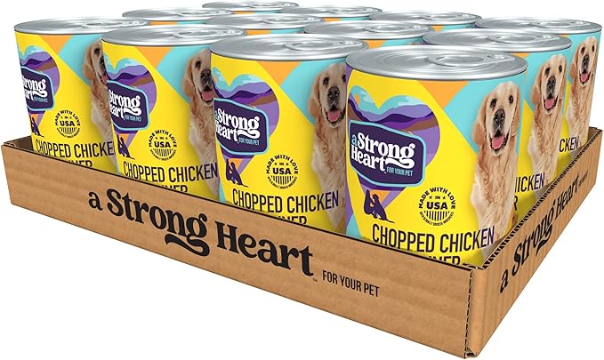 A Strong Heart Wet Dog Food, Chopped Chicken Dinner - 13.2 oz Cans (Pack of 12), Made in The USA with Real Chicken