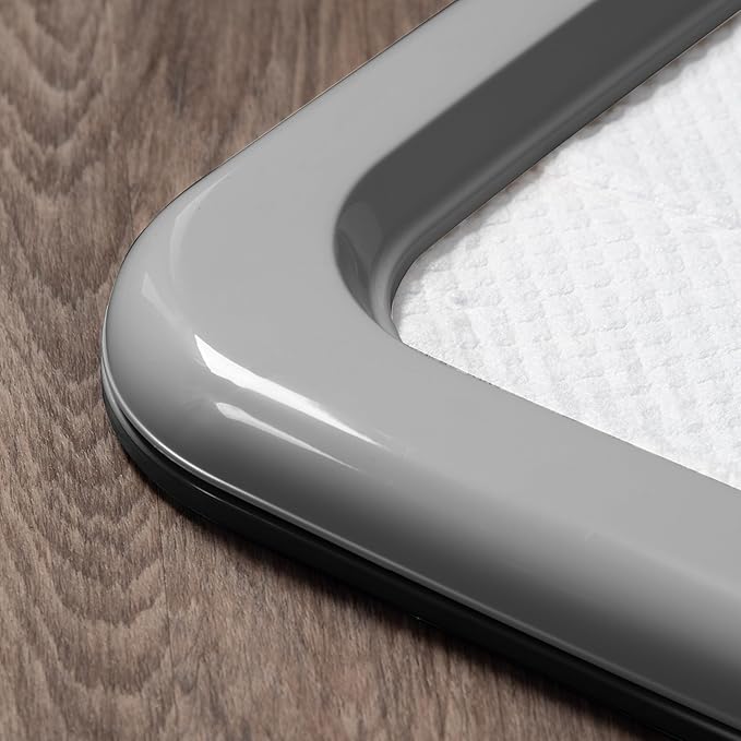 IRIS USA Pee Pad Holder - for Regular Sized Dog and Puppy Pee Pads, Secured Latches, Non-Skid Feet, High Polish Finish for Easy Cleaning, Leak Protection, Fits 22"x22" Pad or Larger, Black/Gray