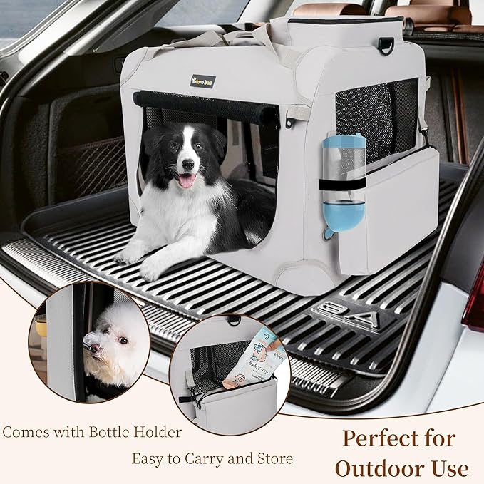 Extra Large Cat Carrier for 2 Cats Collapsible Soft Pet XL Crate for Large/Medium Cats 20lbs Car Travel Portable Bag with Water Bottle Slot For Long Trips (Black, 24.0"L x 16.5"W x 16.5"H)