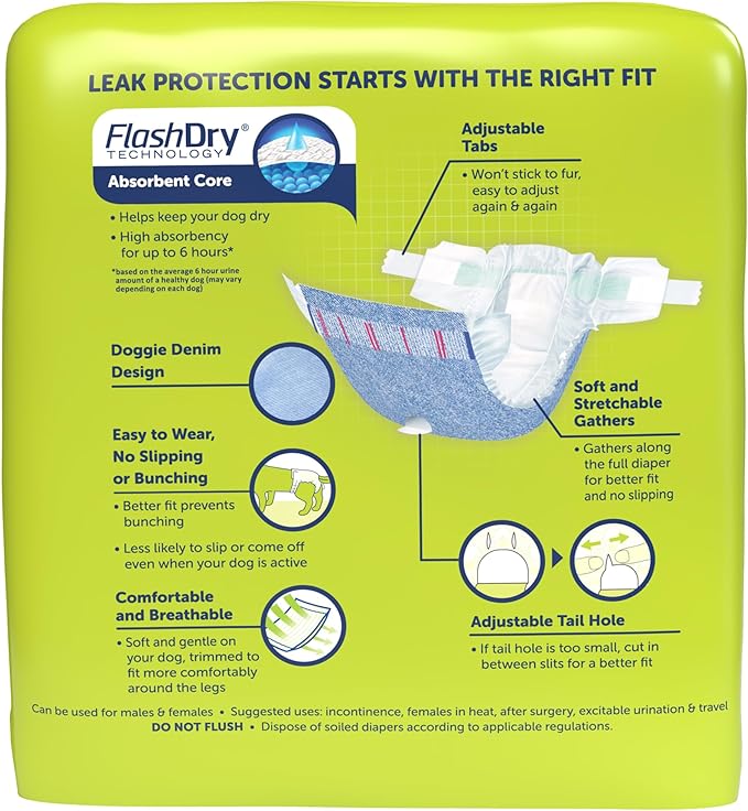 New! Hartz® Comfitables® Disposable Dog Diapers, Size XS 38 count, Comfortable & Secure Fit, Easy to Put On, Super Absorbent Male and Female Diaper