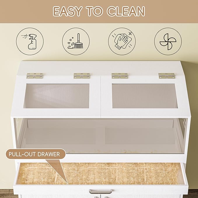 Hamster Cage with Storage Cabinet, Guinea Pig Cage for Small Animals, Large Hamster Cage and Habitat with Easy View Acrylic Panels for Hamster, Rabbit, Guinea Pig, Hedgehog (39"x19"x40")