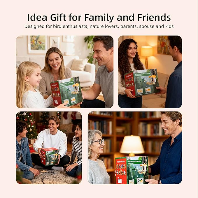 Bird Feeder with Camera, Smart Bird Cam with AI Identify BirdSpecies, Auto Record BirdVideo, Instant Notifications, 2K Video Live Stream Camera with Solar Panel for Birds Lover