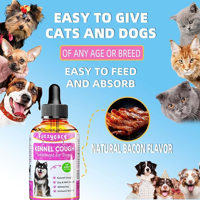 Dog Cough Treatment，Effective Kennel Cough Medicine for Dogs & Cats, Natural Kennel Cough Treatment and Allergy Relief, Herbal Drops for All Breeds & Sizes, Soothing Dog Cough Medicine