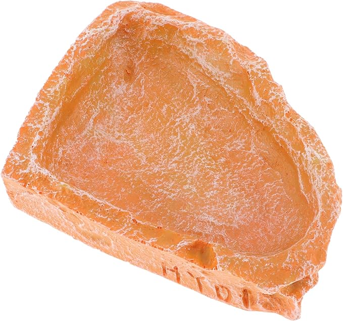 Reptile Food Dish, Resin Lizard Reptile Food Dish, Turtle Water Bowl, Terrarium Feeding Bowl Accessory for Lizard Tortoise Snakes Gecko, Orange, 4.72"x3.74"x0.98"