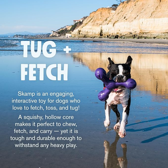 WEST PAW Zogoflex Air Skamp Tug-of-War Stick Dog Chew Toy – Hollow, Squishy Interactive Toy for Dogs, Puppies – for Chewing, Catch, Carry, Fetch, Dishwasher Safe, Latex-Free, 8.5", Dandelion Yellow