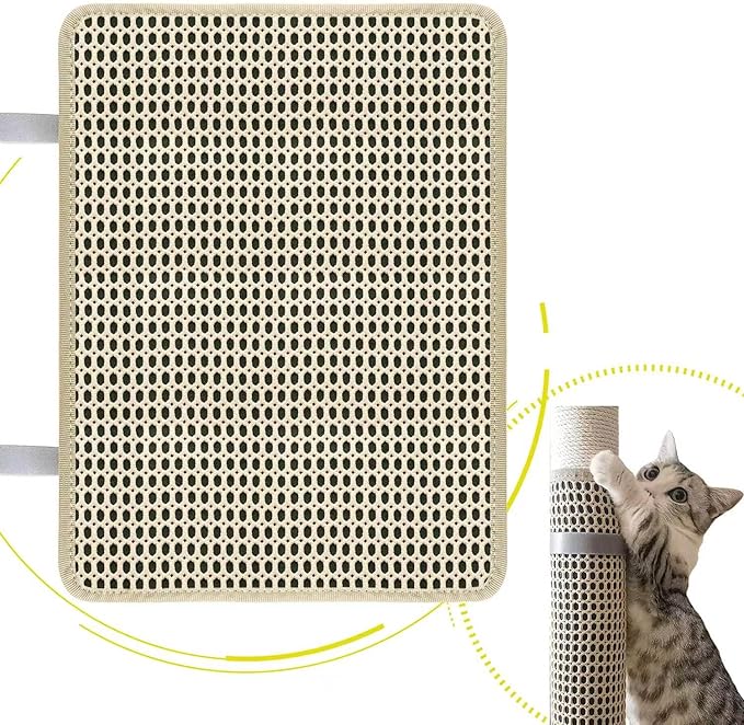 Cat Nail File Scratcher, Cat Scratch Pad Wrapped Around a Cat Scratching Post, Nail File for Cats with 80 Aluminum Oxide Grit, Cat Nail File Can Help to Trim Your Cat's Nails and Protect Scratch Post
