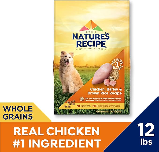 Nature′s Recipe Chicken, Barley & Brown Rice Recipe Dry Dog Food, 12 lb. Bag