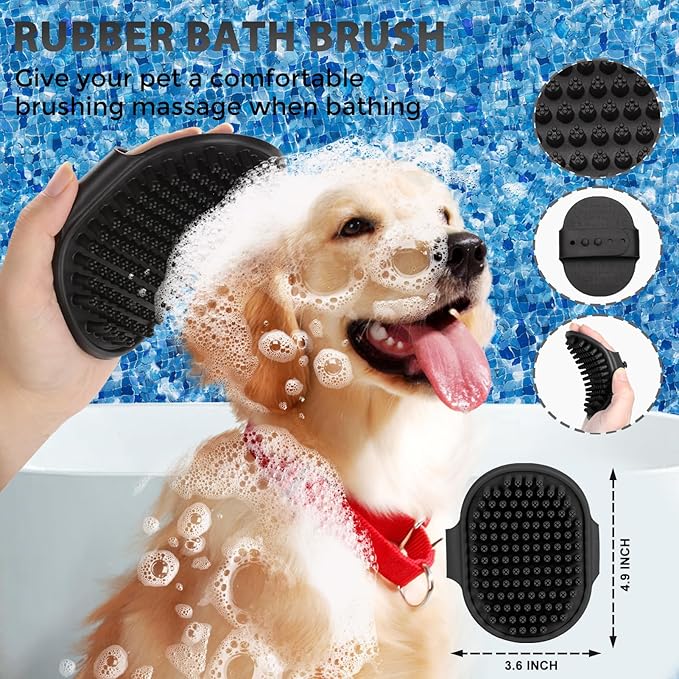 Dog Brush Kit - Self-Cleaning Slicker Brush with Bath Brush & Undercoat Rake | Deshedding Tools for Large - Small Dogs & Cats, Professional 3-in-1 Pet Grooming Set for Heavy Shedding, Purple