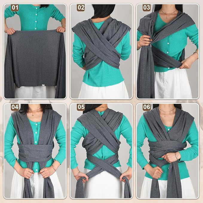 Cat Sling Carriers, Front Facing Dog Sling, Cat Wrap Carrier Chest, Hands Free, Size Adjustable, Soft Cotton, Swaddle Bag for Outdoor(Grey)