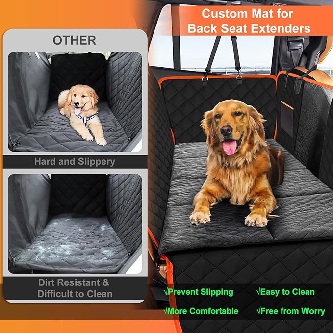 Car Backseat Dog Mat, Comfortable Non-Slip Cushion Suitable for Travel Dog Bed and Pet Home Sofa Blanket, Custom Mat for Car Backseat Extender and Seat Cover (Gray 51.2 x 23.6in)