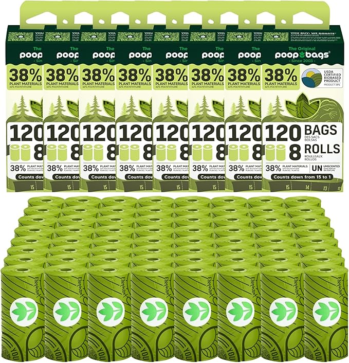 The Original Poop Bags® Dog Poop Bags Rolls – 38% Plant-Based, USDA Certified, Unscented, Leak-Proof & Durable Waste Bags for Dogs, 960 Count