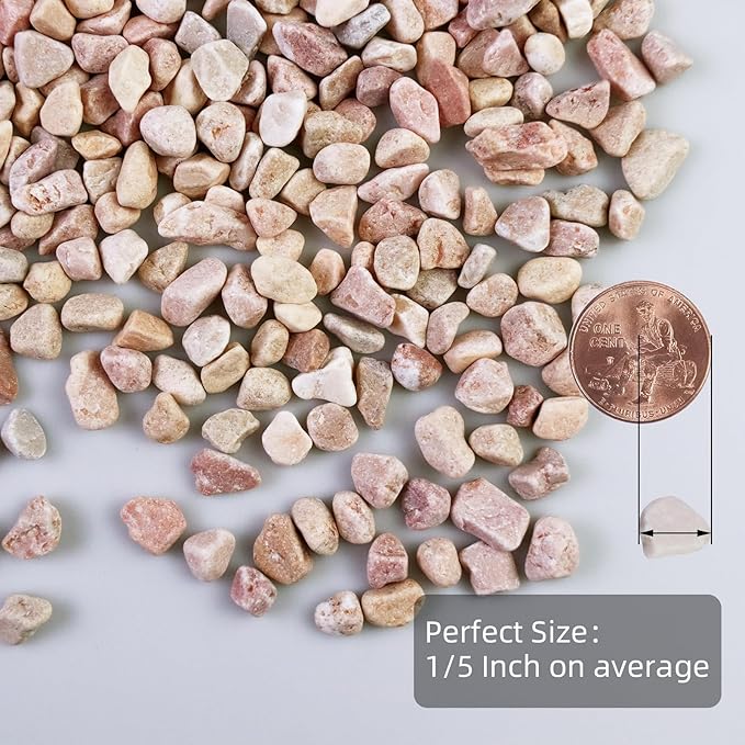 5lb Polished Pebbles Pea Silica Gravel River Rocks,Decorative Silica Gravel Ideal for Fish Tank, Vases, Succulents, Home Decor and Garden Landscaping, Peach Silica Gravel