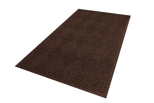 WaterHog Diamond | Commercial-Grade Entrance Mat with Rubber Border – Indoor/Outdoor, Quick Drying, Stain Resistant Door Mat (Dark Brown, 3' x 4')