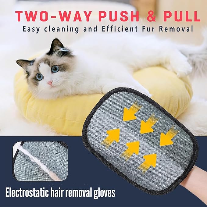 1PCS Pet Hair Removal Gloves, Cat and Dog Hair Remover, Electrostatic Gloves Pet Hair, Washable Reusable - Efficient Cleaning Pet Hair Removal Tool