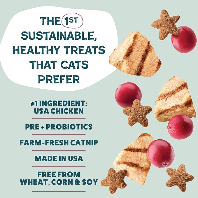 Shameless Pets Crunchy Cat Treats - Kitty Treats for Cats with Digestive Support, Natural Kitten Treats with Real Chicken, Healthy Flavored Feline Snacks - Cran You Say Chicken, 1-Pk