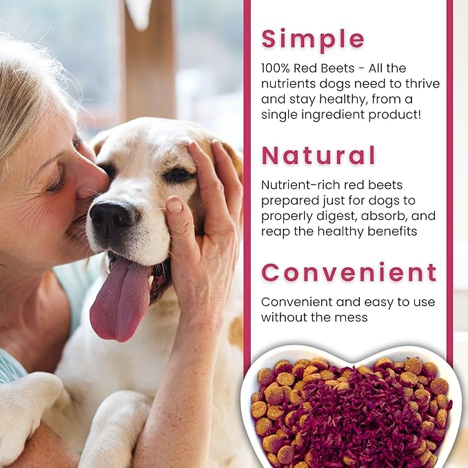 Olewo Original Red Beets for Dogs – Natural Anti Itch for Dogs, Dog Food Topper, Immune, Cleansing, Skin & Coat Support, Dehydrated Whole Food Dog Multivitamin, Fiber for Dogs, 1 lb