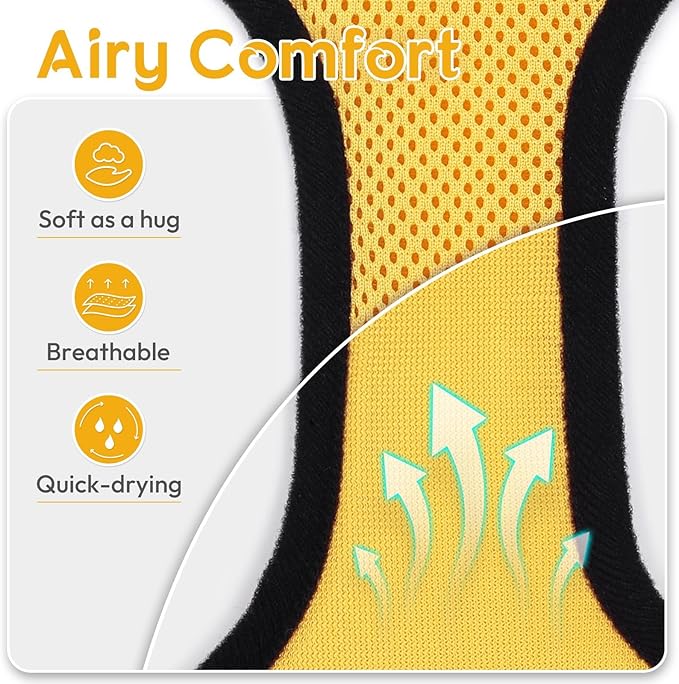 Dooradar Cat Harness and Leash Set, Escape Proof Safe Adjustable Kitten Vest Harnesses for Walking, Easy Control Soft Breathable Mesh Jacket with Reflective Strips for Cats, Yellow, S