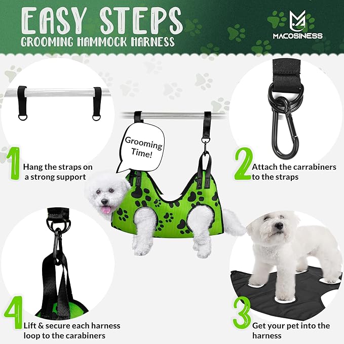 2025 16-in-1 - Dog Grooming Hammock - Dog Hanger for Nail Trimming - Dog Grooming Sling - Cat Sling for Cutting Nails - Cat Hammock for Nail Trimming - Dog Restraint for Nail Clipping
