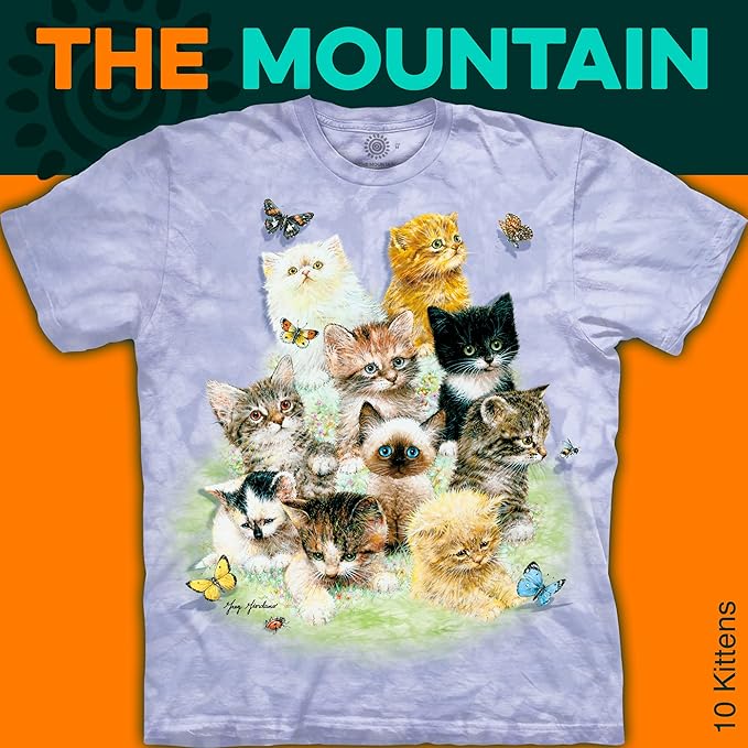 The Mountain 10 Kittens Unisex T Shirt | Premium, Hand-Dyed | Cat Graphic Tee