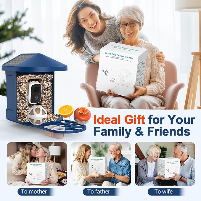 PeckCam® Bird Feeder with Camera with AI Identify 10000+ Birds Species, 3 Solar Panels, 2K Live View, Instant Arrival Alerts, Smart Bird House with Cam, Gift for Bird Lovers