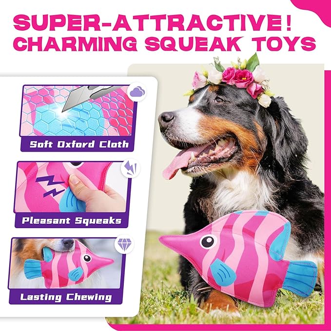 Zeaxuie 12 Pack Heavy Duty Various Dog Chew Toys Pack for Aggressive Chewers - Includes Large Rope Toys, Squeaky Toys & Indestructible Chew Bone for Medium, Large & X-Large Female Dogs