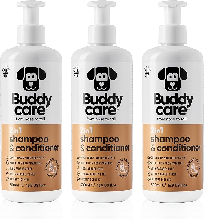 2in1 Dog Shampoo & Conditioner by Buddycare | Coconut Scented | with Aloe Vera and Pro Vitamin B5 (50.72oz)