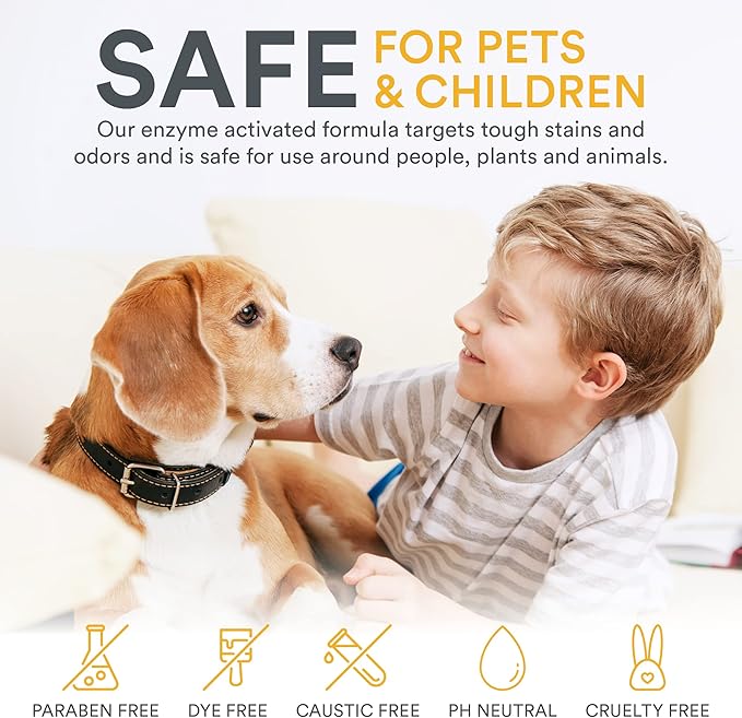 Pet Stain and Odor Remover - Pet Odor Eliminator for Home and Professional Use - Pet Urine Enzyme Cleaner to Break Up Tough Stains - Carpet Stain Remover for Dog Urine and Cat Pee, Feces, Fluids